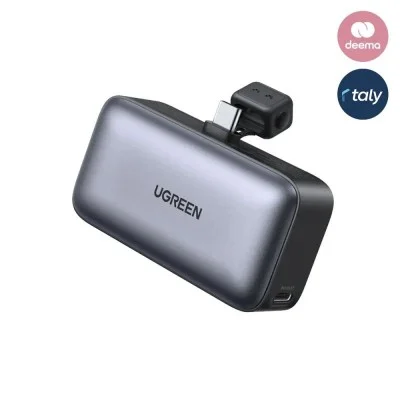 بنك طاقة يوجرين بسعة 5000 مللي أمبير وقوة 20 واط،وشحن سريع بي دي وموصل يو اس بي سي مدمج - أسود